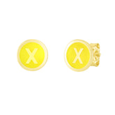 14K Yellow Enamel X Initial Studs